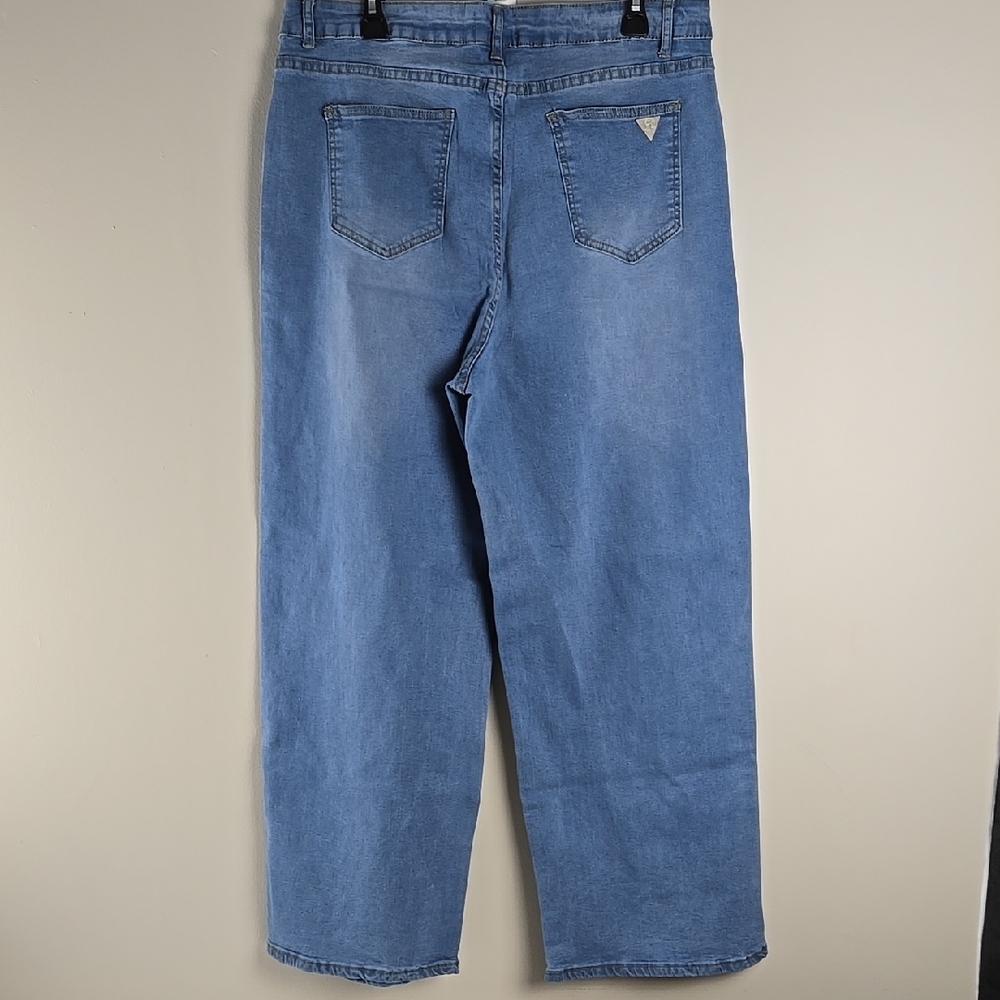 Stylish Blue Flare Wide‎ Leg Jeans - Picture 7 of 14